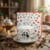 Porcelánový šálka na kávu a čaj s tanierikom DUO CROCUS MAČKY ETNO 250 ml