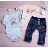 K-Baby 3 dielna sada 2x body dl. rukáv tepláčky New Robot Baby béžová,sv. modrá