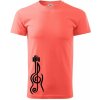 Husľový kľúč gitara - Klasické pánske tričko vyššej gramáže - S ( Korálová )