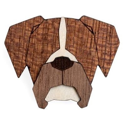 BeWooden drevená brošňa v tvare psa Boxer BR51