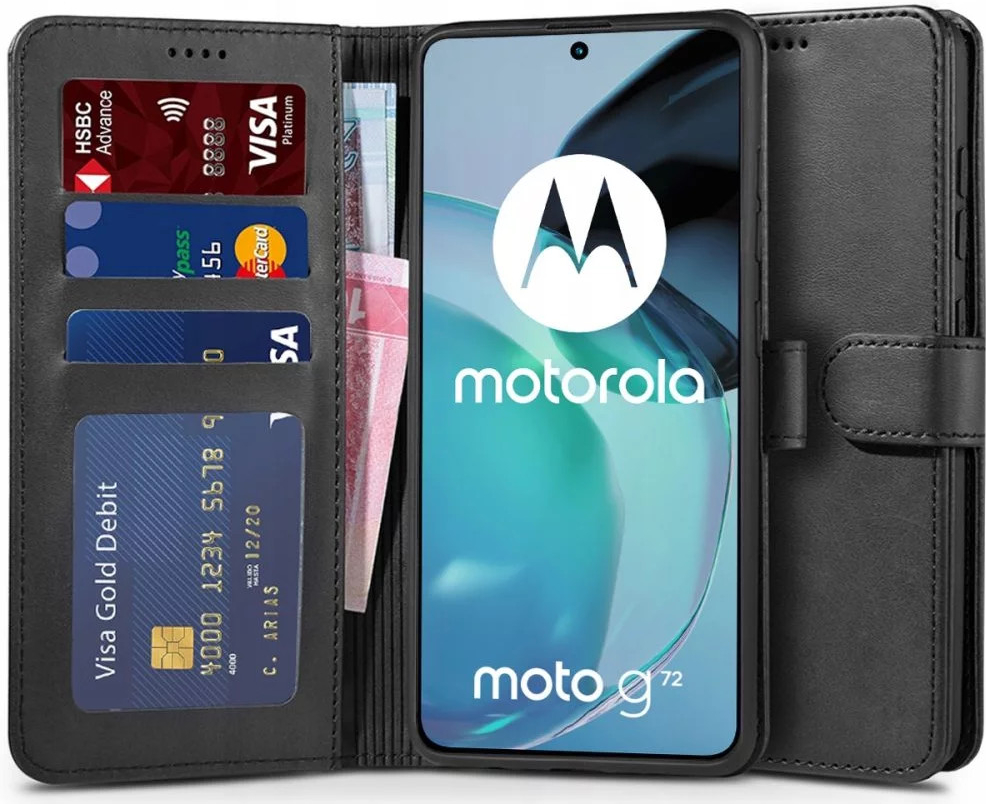 Púzdro TECH-PROTECT WALLET MOTOROLA MOTO G72 čierne