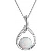 Evolution Group Strieborný náhrdelník so syntetickým opálom biela kvapka 12045.1, darčekové balenie