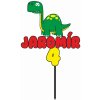 Zápich - Dinosaurus s menom a vekom (typ 02) - 16cm - s paličkou