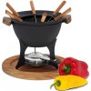 KELA Fondue set COUNTRY 11-dielny liatina / drevo