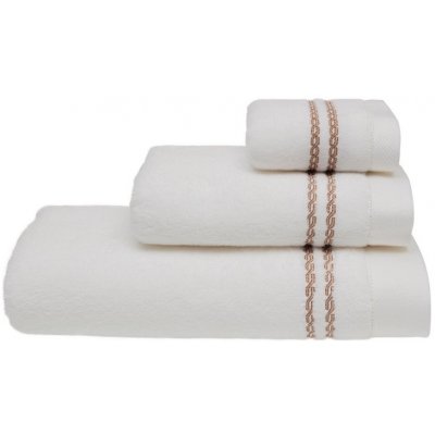 Soft Cotton Uterák CHAINE 50x100 cm. Froté uteráky MICRO COTTON 50x100 cm z mikrovlákna sú veľmi jemné, savé a rýchloschnúce, vyrobené zo 100% česanej bavlny. Biela / béžová výšivka