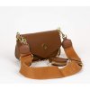 Malá elegantná kožená crossbody kabelka Bagger 2in1s peňaženkou - koňaková so zlatou retiazkou 0162