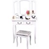 Tempo Kondela Toaletný stolík s taburetom, biela/strieborná, REGINA NEW