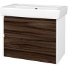 Dreja Skrinka pod umývadlo BONO SZZ2 80 (umyvadlo Q) - N01 Biela lesk / Úchytka T33 - čierna mat / D06 Orech