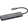 USB Hub Verbatim USB-C Essentials Multiport Hub 6 port - USB 3.2 GEN 1 / HDMI / USB-C PD / USB-A / SDHC / microSD (32156) sivý