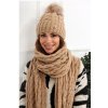 Fashionweek Dámsky set dámska čiapka a šál S2722 Farba: latte, Veľkosť: Universal