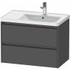 DURAVIT Ketho 2 závesná skrinka pod asymetrické umývadlo (pravé), 2 zásuvky, 784 x 455 x 549 mm, grafit matný, K25286049490000