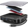 AXAGON HMC-UFO, USB 10Gbps hub, 2x USB-A, USB-C, HDMI 4k/60, RJ-45, M.2 slot, SD/mSD, audio, PD 100W, kábel USB-C 65cm Axagon