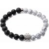 Nefertitis Lávový kameň náramok s korálkami magnezitu s labkou NF31862 - obvod 16 až 23 cm