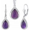 Silvego Šperky s pravým Ametystom - strieborná súprava - náušnice a prívesok JST13327SAM