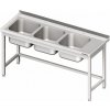Stůl s tříkomorovým dřezem bez police 1500x700x850 mm | STALGAST, 981127150 inox