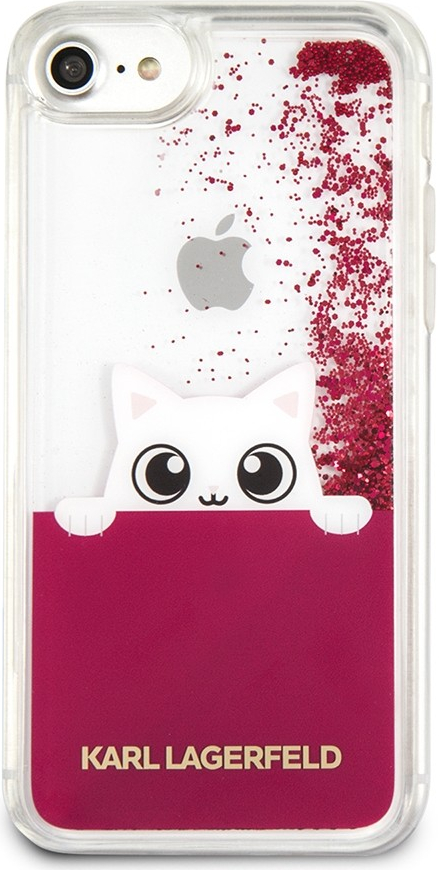 Púzdro Karl Lagerfeld Peek a Boo TPU Case Glitter Fuchsia iPhone 7/8