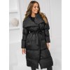 Čierna dámska dlhá prešívaná zimná bunda / kabát Bolf 5M737