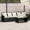 Záhradná 5-miestna pohovka s vankúšmi Čierna polira