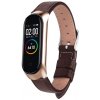 Xiaomi Kožený náhradný náramok pre Mi Band 3/4 Farba: tmavo hnedá - ružovo zlatá (rose gold)