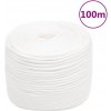 vidaXL Lodné lano biele 10 mm 100 m polypropylén
