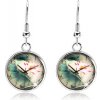 Šperky eshop - Náušnice cabochon, číra vypuklá glazúra, motív - hodinky, kvet s listami SP53.09