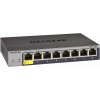 Netgear GS108T v3 ProSafe 8-port Gigabit Smart Switch, lze jej napájet i přes port 1 (802.3af PoE-PD)