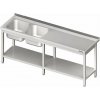 STALGAST Stôl s dvojkomorovým drezom na ľavej strane s policou 2800x700x850 mm | STALGAST, 980857280