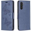 Peňaženkové kožené puzdro Two Butterflies na Samsung Galaxy A25 5G - Modrá