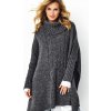 Fashionweek Pletené dámske pončo sveter s rolákom LUNA Farba: grafit, Veľkosť: Universal