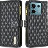 Peňaženkové kožené puzdro Diamond Zipper na Xiaomi Redmi Note 13 Pro - Čierna
