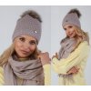 Fashionweek Dámska zimná čiapka s brmbolcom ZIZI34 / V14 Farba: CAPPUCCINO, Veľkosť: Universal
