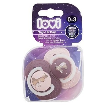 LOVI Night & Day Dynamic Soother Girl 0-3m silikonový dynamický dudlík 2 ks