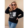 Kesi Dámske tričko Plus Size s potlačou a dlhším zadným dielom Farba: Sivá, Veľkosť: UNI