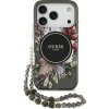 Guess - IML Flowers with Pearl Strap MagSafe puzdro pre iPhone 17 Pro - čierne