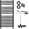 CERANO - Kúpeľňový radiátorový set Paolo - kombinované vykurovanie, termo tyč - bočné jednobodové pripojenie - 604W - čierna matná - 1090x550 mm CER-663823