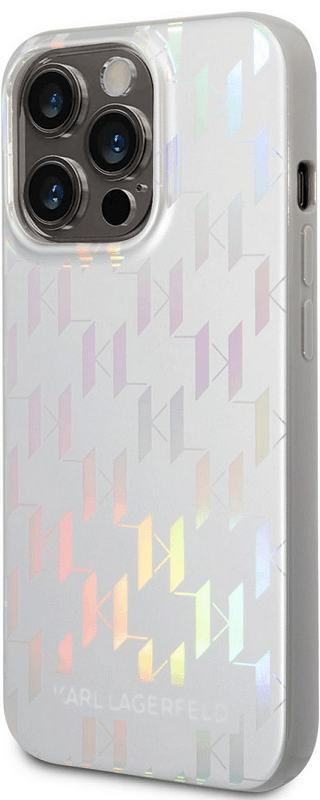Púzdro Karl Lagerfeld Apple iPhone 14 Pro Max Monogram Iridescent strieborné