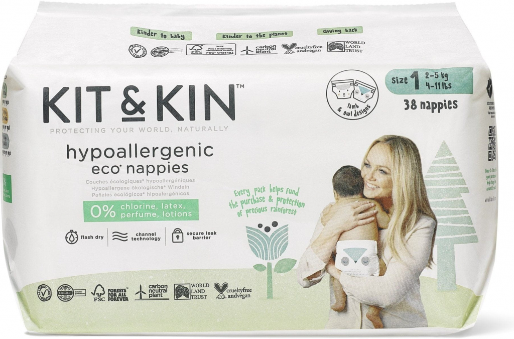 Kit & Kin Eko Naturally Dry Nappies 1 38 ks