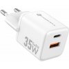 Cestovná nabíjačka FORCELL F-ENERGY Mini GaN III USB-C a USB-A, PD QC4.0 35W biela (VT-35C)