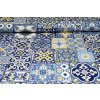 Dekoračná látka bavlna Majolika, šírka 140 cm Modrá Vzorka látky (10x10 cm +/-1 cm)