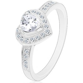 Šperky eshop Zásnubný prsteň striebro 925 číre srdiečko trblietavá kontúra  a ramená M04.27 od 17,4 € - Heureka.sk