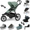 Set 10v1 Thule Urban Glide 3 Mist green s magnetickou sponou + madlo + vanička Mid Blue + pláštenky a moskytiéry Thule + Autosedačka Thule Maple Darkest Blue s ISOFIX základňou Thule Alfi a adaptérmi