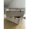 Háčkovaný obdĺžnikový košík s rúčkami Vzorkovník farieb: NATURAL, Obdĺžnikové košíky s rúčkami: 20 x 30 cm