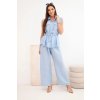Kesi Dámska súprava s uzlíkovou blúzkou a širokými nohavicami ecru Farba: Modrá, Veľkosť: UNI