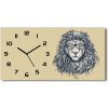 Vodorovné Moderné sklenené hodiny na stenu Lev hipster 60x30 cm