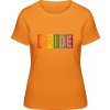 Premium Tričko - Dúhový nápis - PRIDE - Oranžová - XL - Dámske