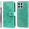 Peňaženkové kožené puzdro Flowers na Honor X8 5G/X6 - Zelená