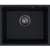 Sink Quality Crypton 55, kuchynský granitový drez 460x375x205 mm + čierny sifón, čierna škvrnitá, SKQ-CRY.B.1KBO.55.XB