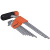 Sada TORX kľúčov CrV T10-T50, 9 ks, extra dlhé, v plastovom držiaku