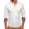 Biela pánska elegantná košeľa s dlhými rukávmi BOLF 2705