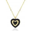 Náhrdelník srdce SAVICKI: zlatý, čierne diamanty - SAVN08917 YCD